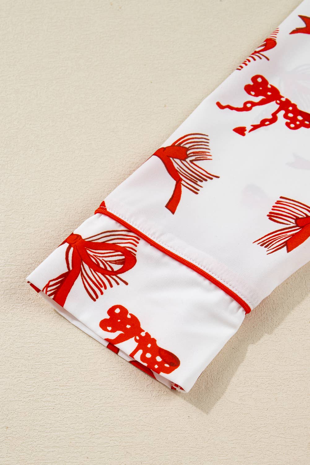 Christmas Bow Pajama Set: Red / S