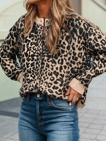 Leopard Cardigan Sweater  XL