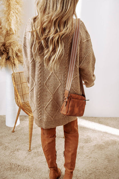 Cable Knit Loose Fit Sweater Dress:  S