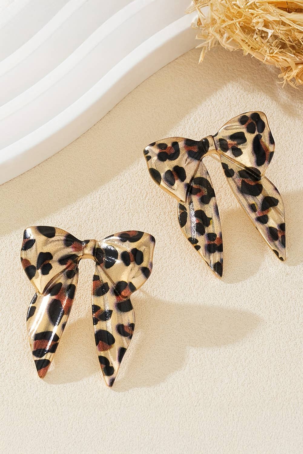 Leopard Bow Alloy Earrings