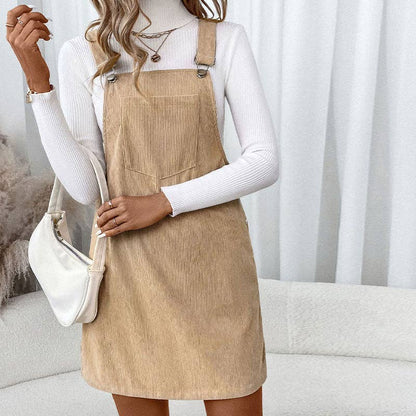 Corduroy Overall Dress - Coffee L