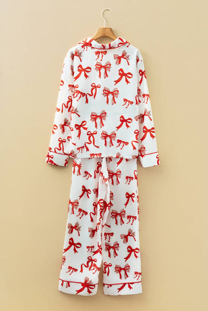 Christmas Bow Pajama Set: Red / XL