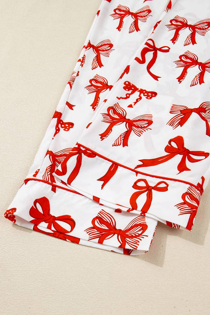 Christmas Bow Pajama Set: Red / XL