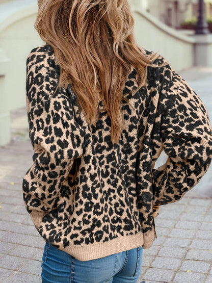 Leopard Cardigan Sweater  XL